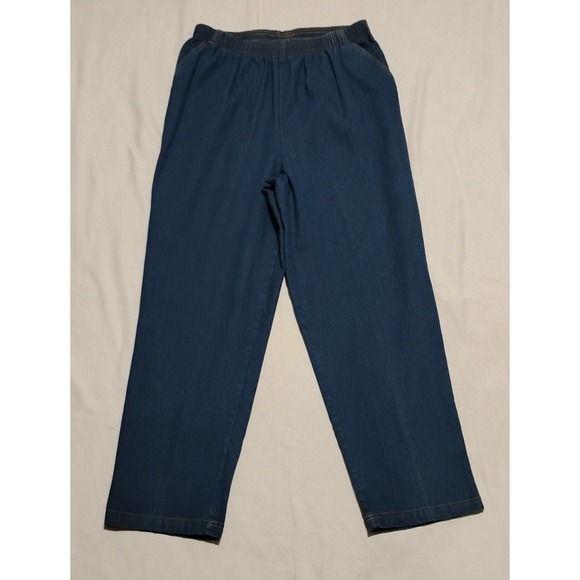Laura Scott Pants - Laura Scott Women's Pull-On Stretch Denim Jeans Blue Medium Wash Straight 16